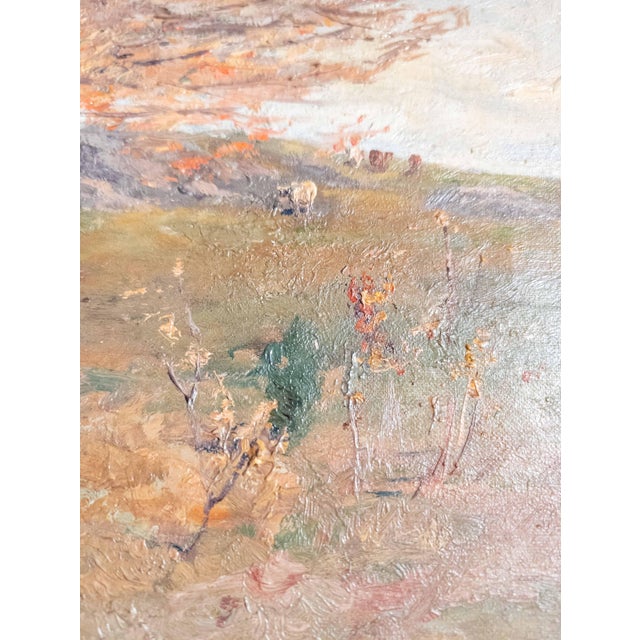 20th Century American Impressionist Barbizon School Landscape With Cows by Elizabeth Hunt Barrett For Sale - Image 10 of 14