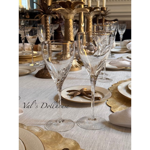 Always in style, sleek, timeless and elegant, here is a vintage set of wine and water goblets by Lenox in the Encore Gold...