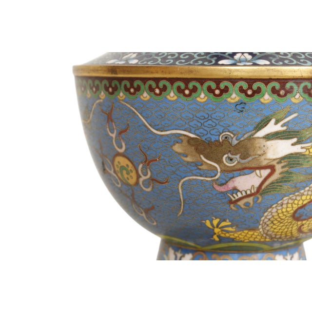 1960s 1960s Chinese Cloisonné Double Dragon Table Lamp For Sale - Image 5 of 9