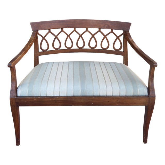 Antique Italian Neoclassical Style Spiral Back Fruitwood Settee For Sale