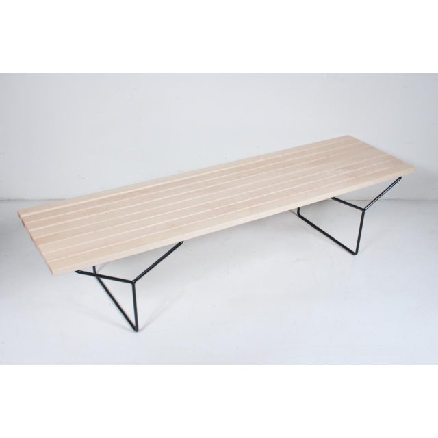 1970s Attributed to Harry Bertoia for Knoll Birch & Black Iron Bench / Coffee Table C. 1970 For Sale - Image 5 of 18