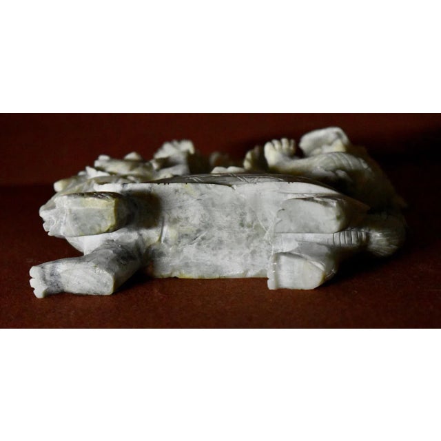 Jade Vintage Carved Hardstone Sculpture Chinese Dragon Turtle Feng Shui Statue For Sale - Image 8 of 11