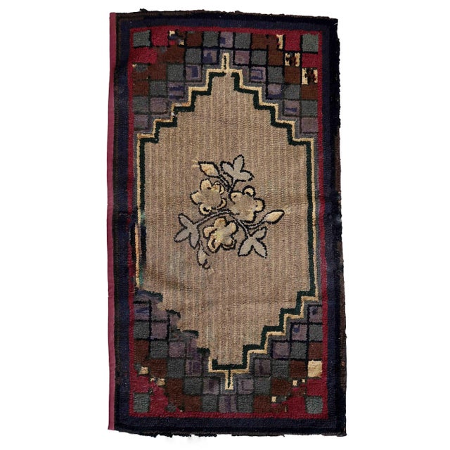 1880s Handmade Antique American Hooked Rug 2.1' X 4' For Sale - Image 11 of 11