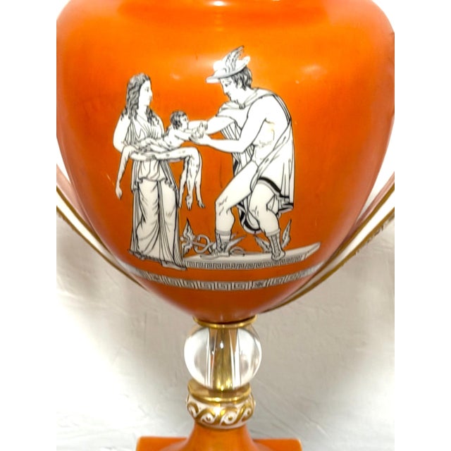 Late 18th Century Pair English Neoclassical Orange Ground Ashworth Ironstone Urns, as Lamps For Sale - Image 15 of 15