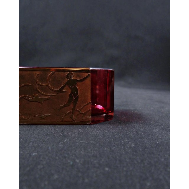 Art Deco Crystal Pocket Tray with Amethyst and Gold Enamel, 1930s For Sale - Image 4 of 14