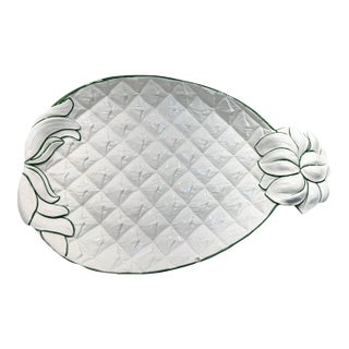 Vintage Zanolli Italy Ceramic Pineapple Serving Platter White Green 20" For Sale