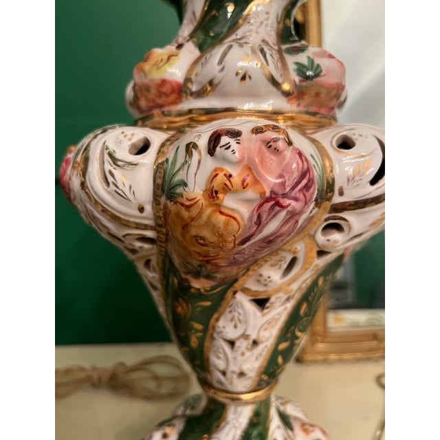 Mid 20th Century Capodimonte Lamps a Pair For Sale - Image 9 of 12