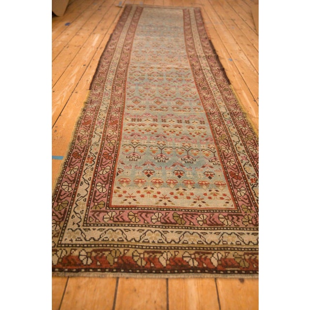 Raspberry Red Vintage Distressed Karabagh Rug Runner - 3'5" x 12'5" For Sale - Image 8 of 12