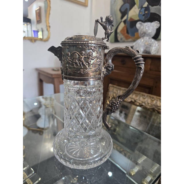Vintage Cut Crystal and 925/1000 Sterling Silver Wine Decanter by Topázio, 1930s For Sale - Image 15 of 16