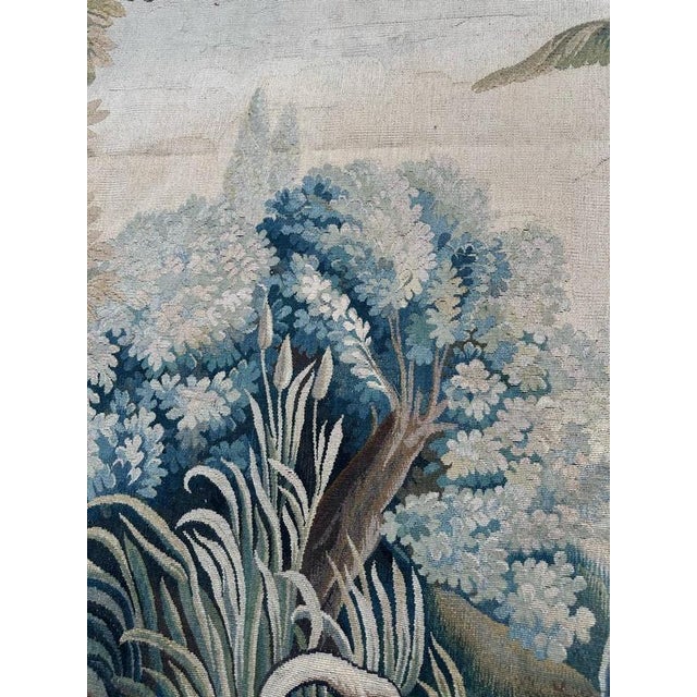 Blue Large French Handwoven Tapestry with Swan from Aubusson, 1950s For Sale - Image 8 of 18