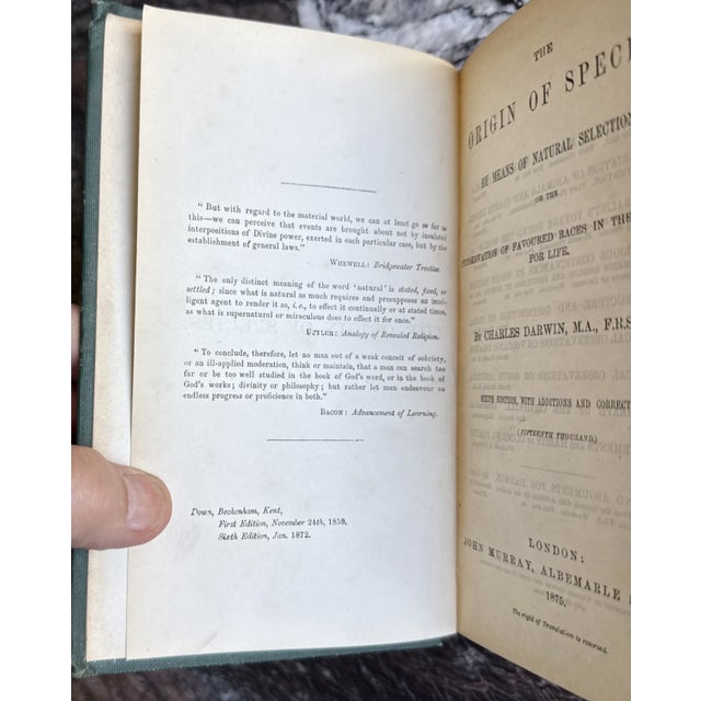 Charles Darwin the Origin of Species 1875 London Sixth Ed. Fifteenth Thousand. For Sale In Sacramento - Image 6 of 17
