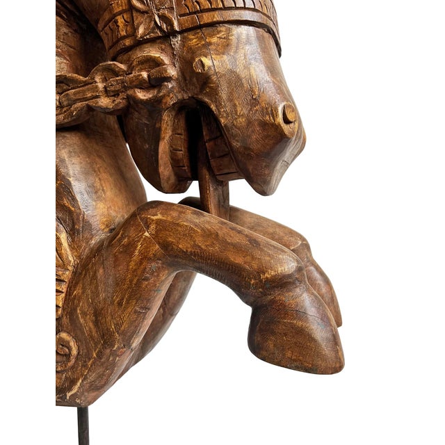 Carved Marwari Jumping Horse on Stand For Sale In Los Angeles - Image 6 of 11