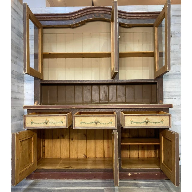 Wood Large Antique European Country Hutch Imported For Sale - Image 7 of 8