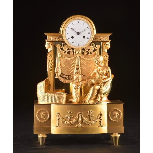 c.1820 Reiche Empire Gilt Ormolu Bronze Clock For Sale - Image 18 of 18