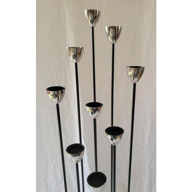 Modernist Chrome and Wrought Iron Floor Length Candelabra in the Style of Bertoia For Sale - Image 4 of 11