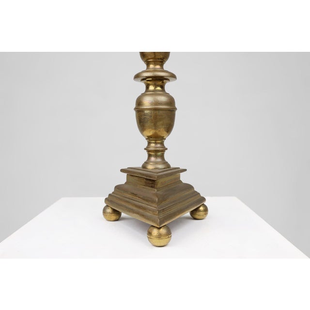 Metal Large French Church Candlestick in Bronze, 1890s For Sale - Image 7 of 11