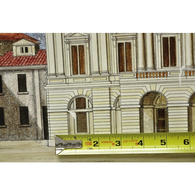 Vintage Fornasetti Milano Italy Italian Large Tole Metal Tray Piazza Della Scala For Sale - Image 11 of 18