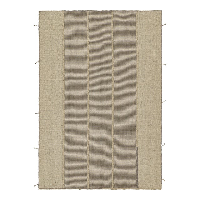 Rug & Kilim’s Contemporary Custom Kilim Design in Beige-Brown and Gray For Sale