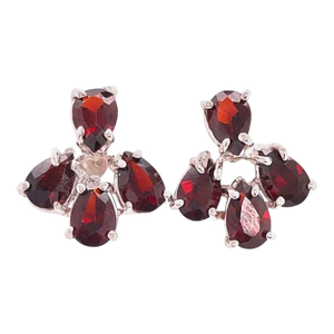 14 Karat White Gold and Garnet Earrings