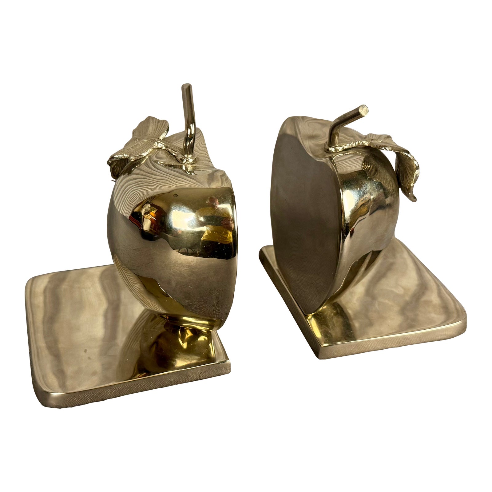 Pair of Late 20th Century Chrome Plated Apple Bookends | Chairish