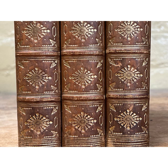 Beautiful Antique Leather Bound Books Sir James Mackintosh Works 3 Volume Set Victorian Library Home Decor For Sale - Image 4 of 11