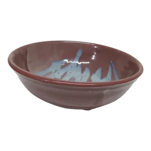 Vintage Ishmael Soto Abstract Pink and Blue Glaze Glazed Bowl