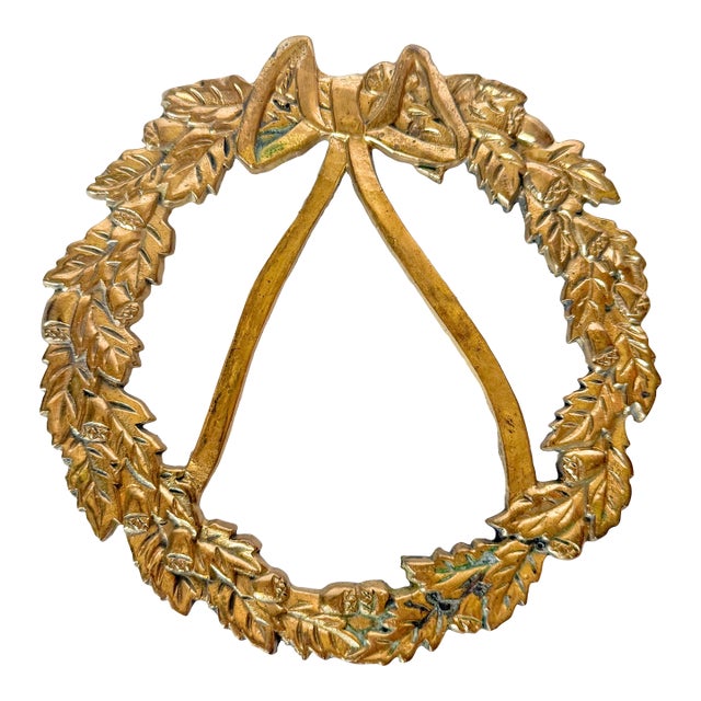 Vintage Brass Wreath and Bow Trivet For Sale