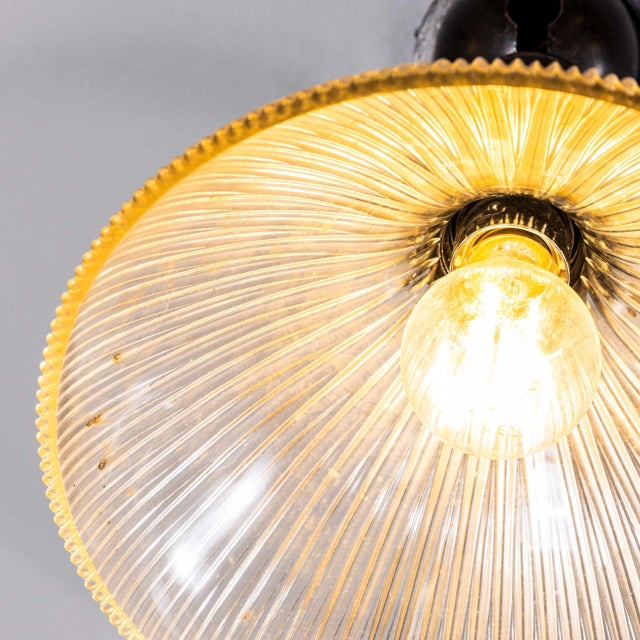 Glass Vintage Black Holophane Prismatic Glass Adjustable Lamp, 1940s For Sale - Image 7 of 11