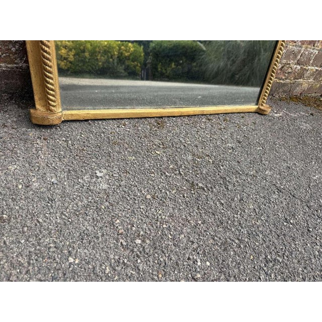 Antique English Arched Top Gilt Ribbed Overmantle Mirror, 1800s For Sale - Image 4 of 7