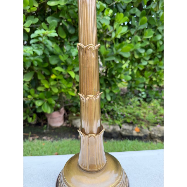 Brass Vintage Frederick Cooper Torchère-Style Brass Table Lamp With Original Shade For Sale - Image 8 of 12
