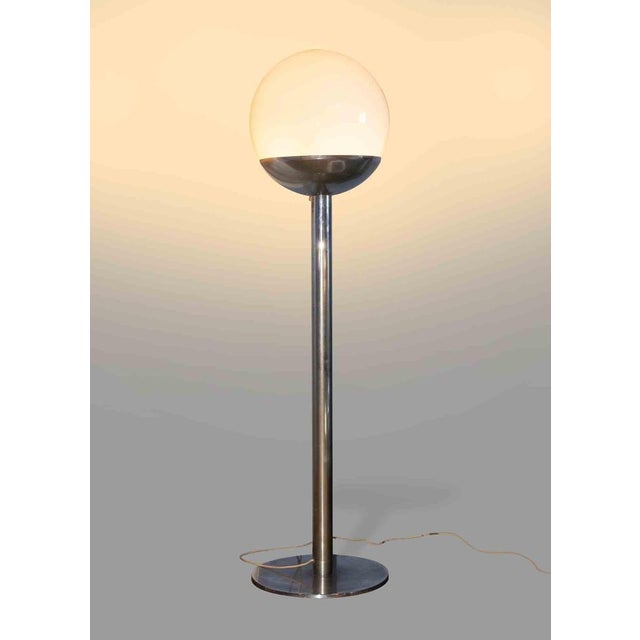 Vintage Sphere Floor Lamp in Steel and Glass, Italy, 1970s For Sale - Image 3 of 5