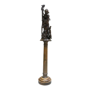 Antique Chinese Carved Wooden Immortal Statue Sculpture on Pedestal