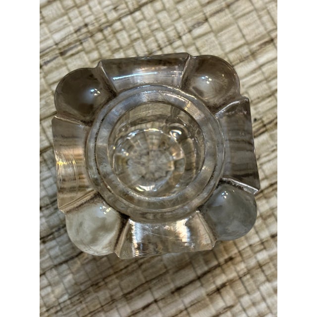 Transparent Early 20th Century Glass Inkwell Cast Metal Top For Sale - Image 8 of 10