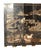 1940s Vintage Oriental Asian Palace City Coromandel Chinoiserie Black Six Panel Screen For Sale - Image 5 of 17