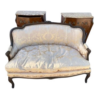 1920s French Carved Walnut Settee For Sale