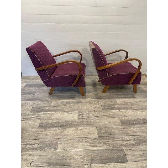 Set Vintage Relax Chairs by Halabala, 1950 Upholstery in good condition Base and wood and springs in good condition Two...