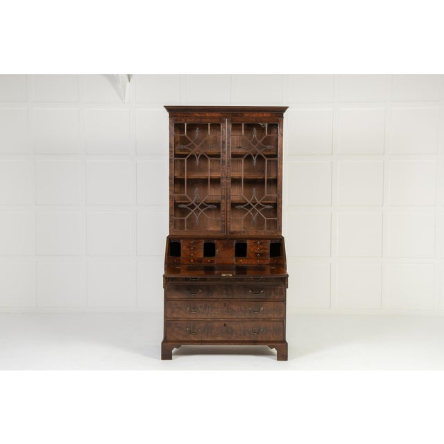 Antique English Mahogany Secretaire, 1700s For Sale - Image 3 of 15
