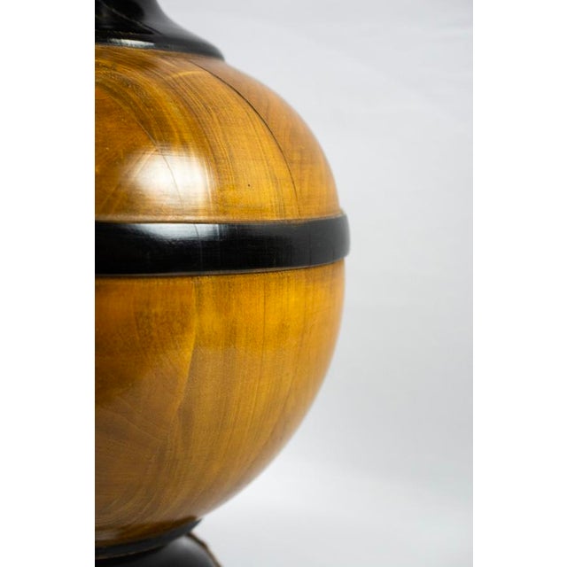 1980s Turned Wooden Ball Lamp Base with Two Lights, 1980s For Sale - Image 5 of 11