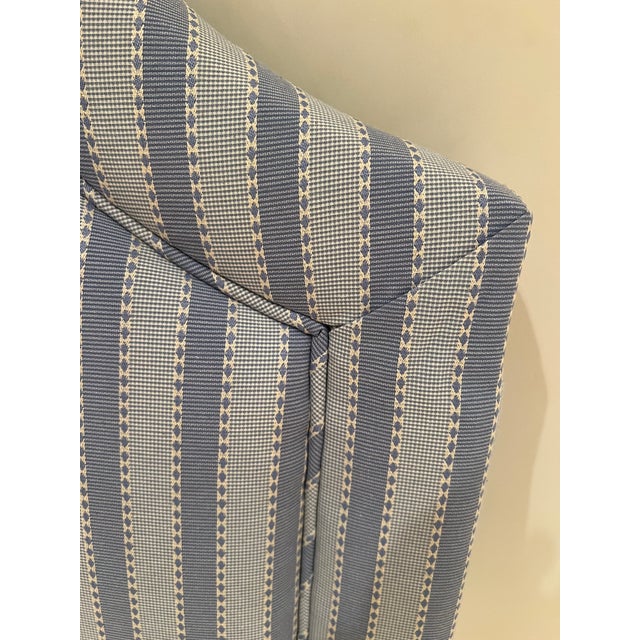 King Upholstered Striped Blue Headboard For Sale In New York - Image 6 of 6