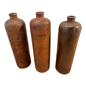 Antique Dutch Salt Glazed Stoneware Gin Bottles. Made in the 1800s - One With a Crack