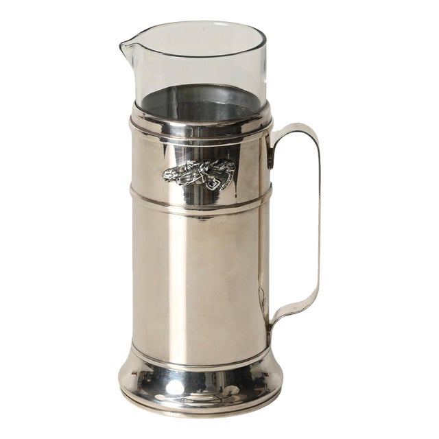 Silver-Plated Carafe with Crystal Insert from Gucci, Italy, 1970s For Sale