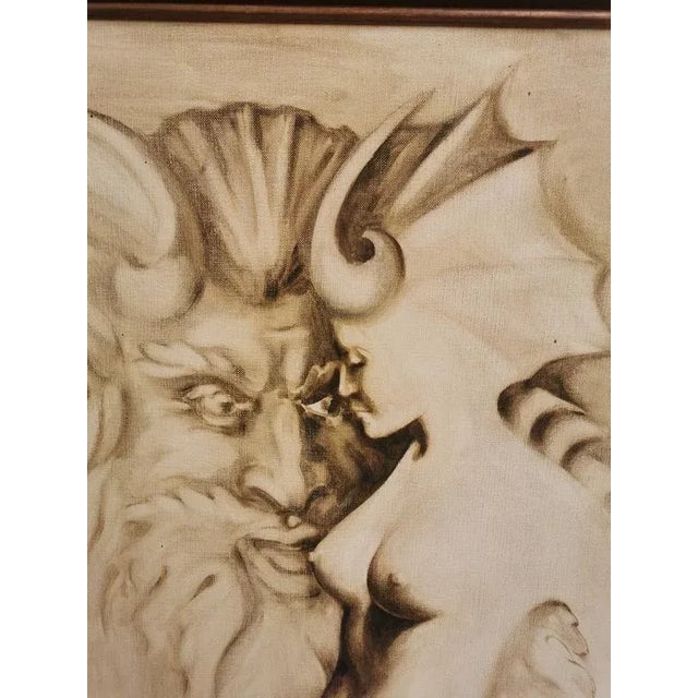 Figurative Painting of Man & Woman, Oil on Canvas, Framed For Sale - Image 3 of 9