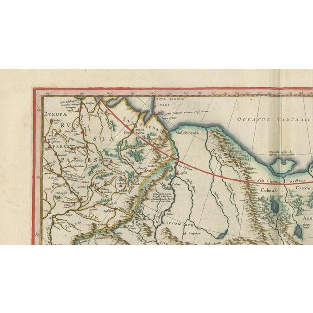 Imperial Tartary Map of Central Asia with Caravan Scene from Blaeu, 1642 For Sale - Image 9 of 12