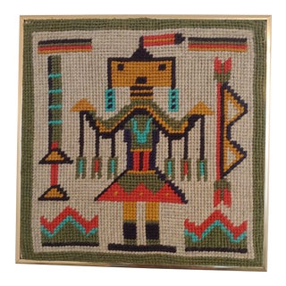 1970s Navajo Style Wool Needlepoint Wall Hanging of Changing Woman For Sale