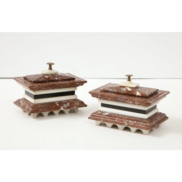 1980s Italian Marble Ink Wells - a Pair For Sale - Image 12 of 13