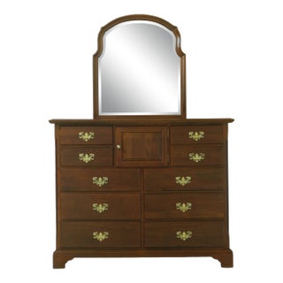 Cresent Solid Cherry Gentleman's Chest & Mirror For Sale