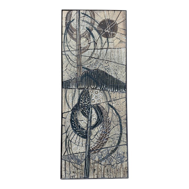Vintage Mid Century Ceramic Tile Mosaic Wall Art For Sale