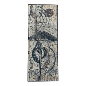 Vintage Mid Century Ceramic Tile Mosaic Wall Art