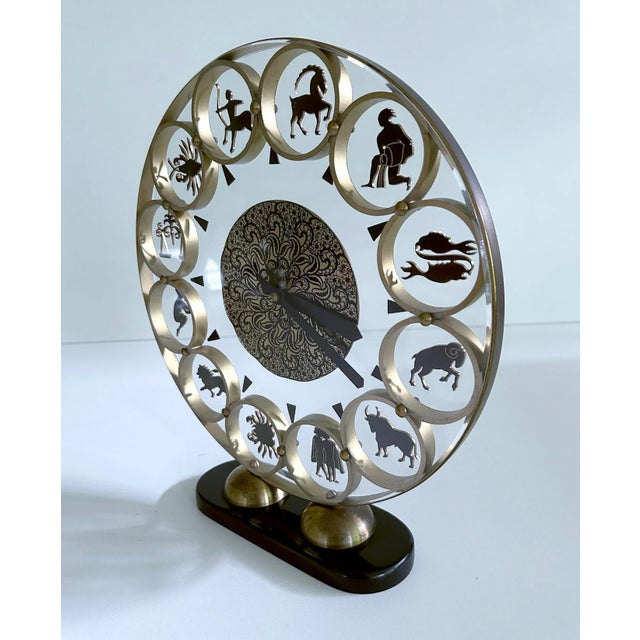 Vintage Zodiac Theme Desktop Clock, 1950s For Sale - Image 9 of 18