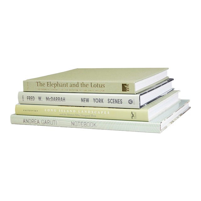 Decorative Books - Everglades Coffee Table Stack - 4 Green Books For Sale